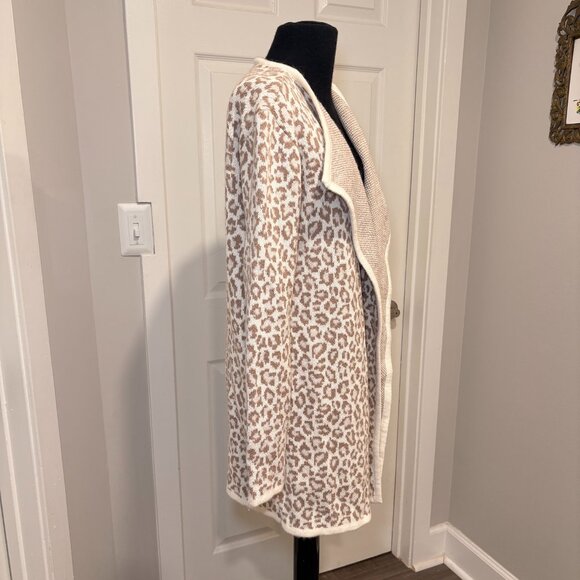 Burgess St. Moritz Open Coat, Cotton/Cashmere/Mohair Animal Print Cardigan, M - Picture 2 of 7